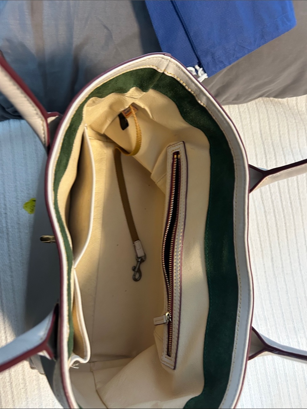 Dooney & Bourke Light Beige Leather Tote Bag with Gold Hardware - Picture 7 of 8